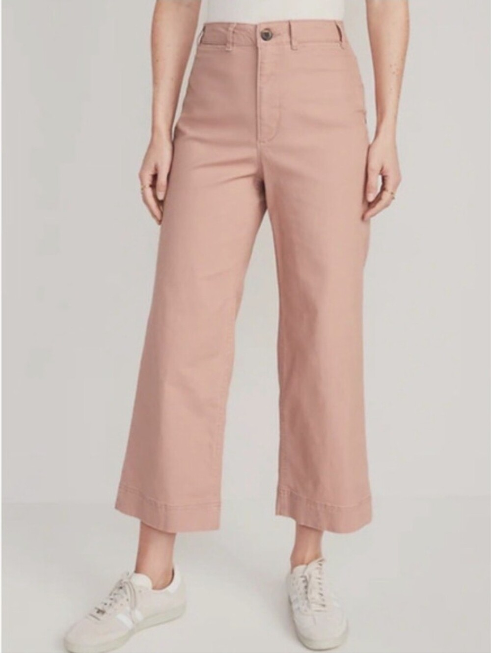 Old Navy Pink Elephant Ankle Crop Wide Leg Chino Pants Women's 6 - Picture 15 of 16
